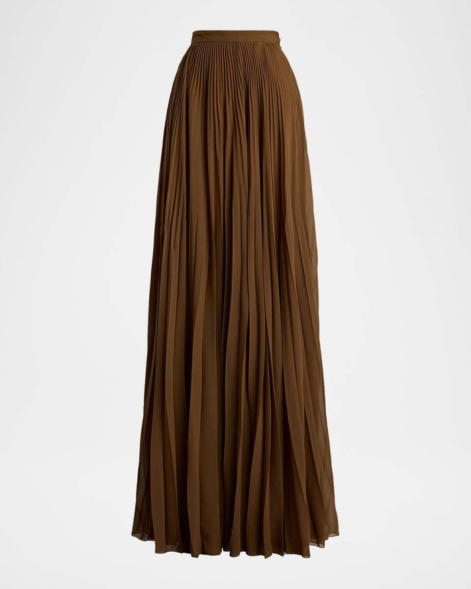 Pleated Chiffon Maxi Skirt